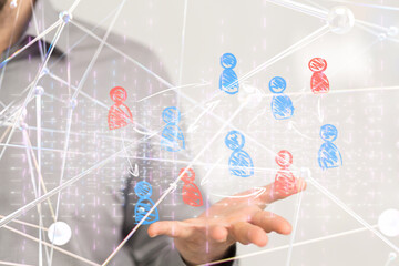 Global network. Blockchain. 3D illustration. Neural networks and artificial intelligence. Abstract