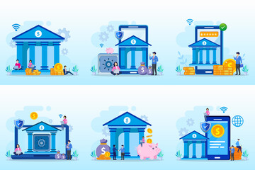 Mobile Banking Vector Illustration Concept, Flat vector template Style Suitable for Web Landing Page, Background.