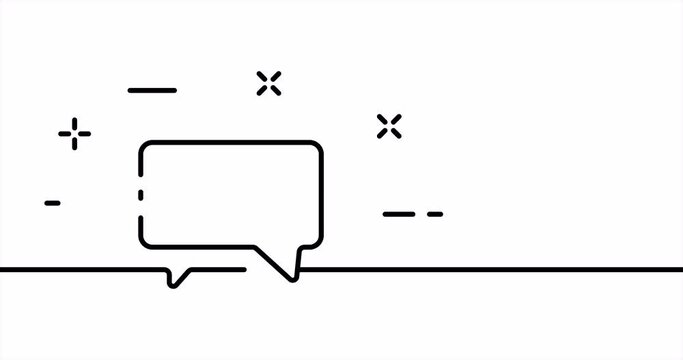 One line drawing, solid line internet. Animation of one line drawing correspondence, message and contact us. Communication logo animated. Video 4K