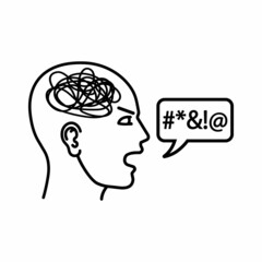 Illustration of swearing person. Bad words. Vector.