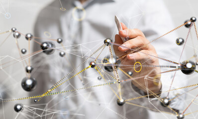 Connecting lines and dots.Big data visualization