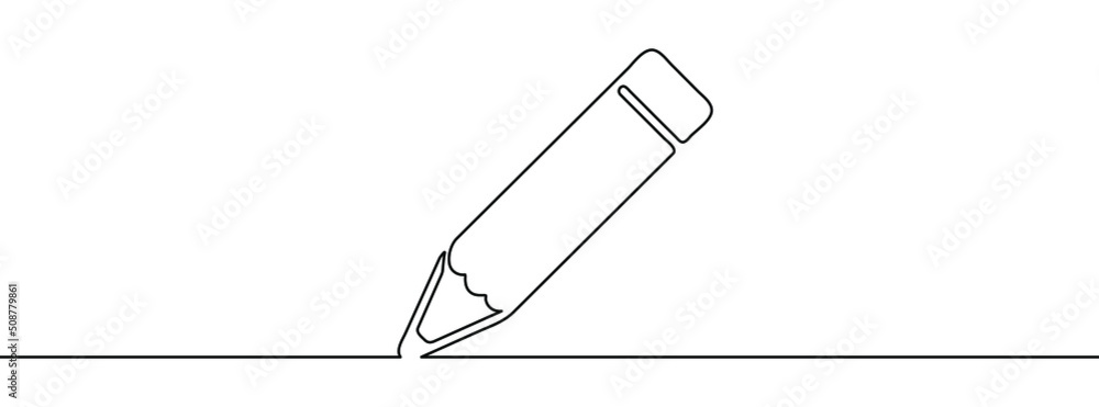 Canvas Prints continuous line drawing of pencil icon. pencil linear icon. one line drawing background. vector illu