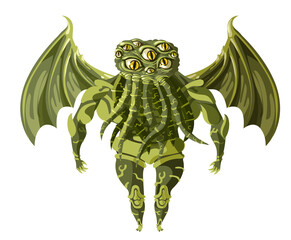 strange alien octopus with multiple eyes monster