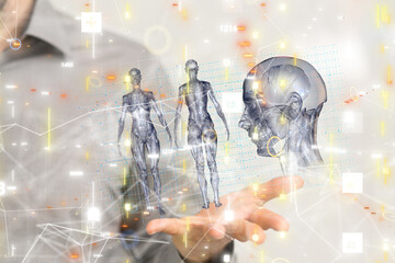 digital medical futuristic interface 3D rendering