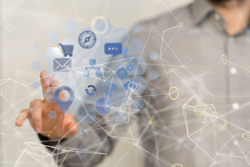 Futuristic in Industry 4.0 and business virtual diagram