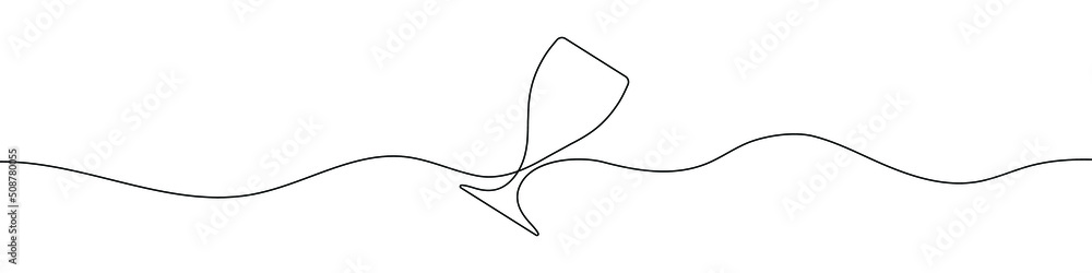 Canvas Prints continuous line drawing of wine glass. wine glass linear icon. one line drawing background. vector i