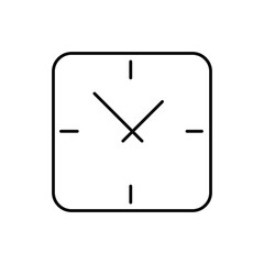 Clock vector icon. Time concept. Vector illustration. Thin line icon. Black flat symbol of time