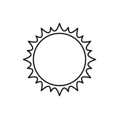 Sun icon. Black sun icon in flat design. Linear sun symbol. Vector illustration.