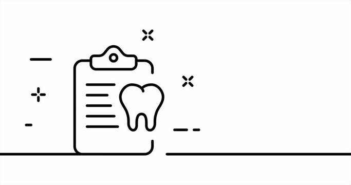 One line drawing, solid line medicine. One line drawing animation of examination, medical record and patient's condition. Stamotology logo animated. Video 4K
