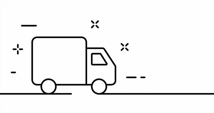 Single line drawing, solid line mail. One line drawing animation fast delivery, home delivery and order. Delivery logo animated. Video 4K