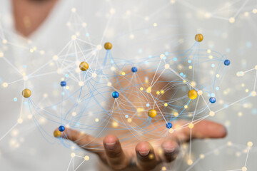 Global network. Blockchain. 3D illustration. Neural networks and artificial intelligence. Abstract