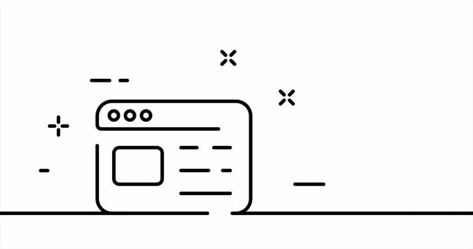 One line drawing, solid line internet. One line drawing animation of online website, information and page. Surfing sites logo animated. Video 4K