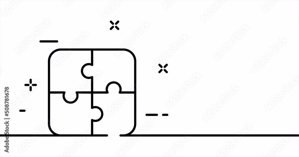 Poster continuous line art drawing puzzle. single line drawing, solid line. animation of one line puzzles, 