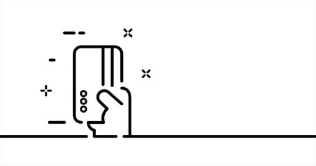 Continuous line art drawing of bank card. Single line drawing, solid line. One line animation draws card issuance, withdrawal and payment. Video 4K