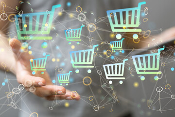 Shopping Cart Flat Design E-Commerce Icon