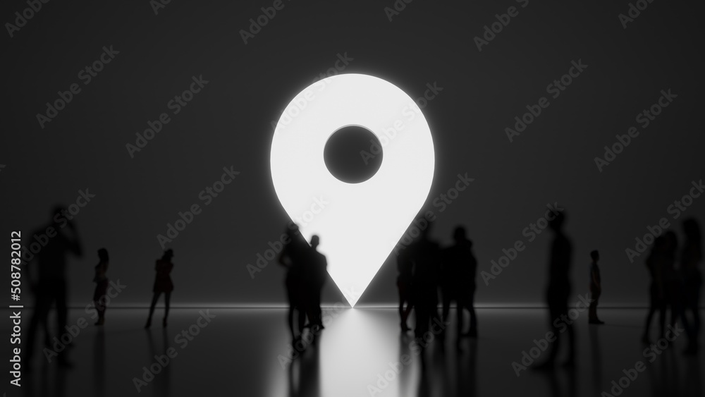 Poster 3d rendering people in front of symbol of placeholder on background