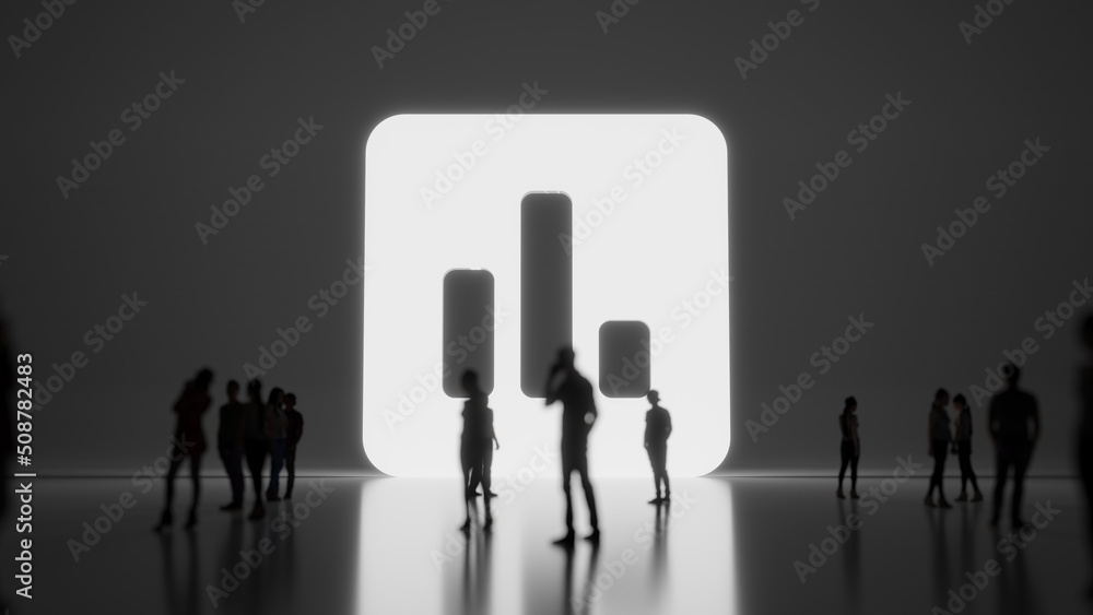 Poster 3d rendering people in front of symbol of poll on background