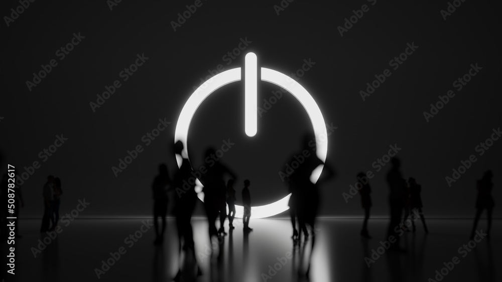Poster 3d rendering people in front of symbol of power on background
