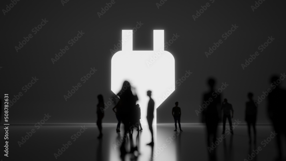 Poster 3d rendering people in front of symbol of power on background