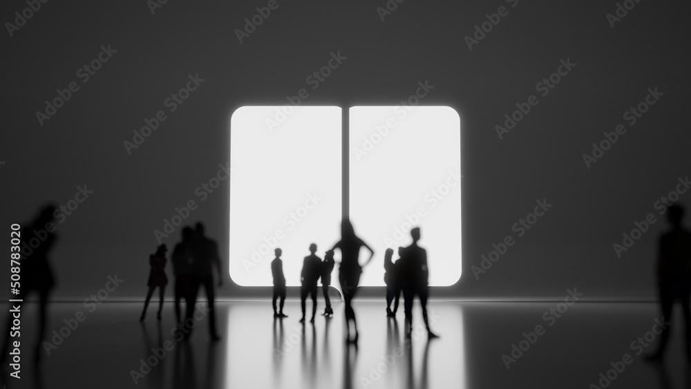 Aufkleber 3d rendering people in front of symbol of reading on background