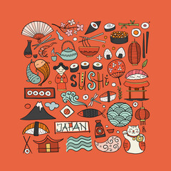 Japaneese Food and Traditions. Frame for your design