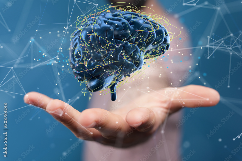 Aufkleber Artificial intelligence. Technology web background. Virtual concept