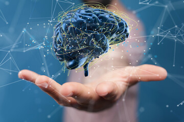 Artificial intelligence. Technology web background. Virtual concept