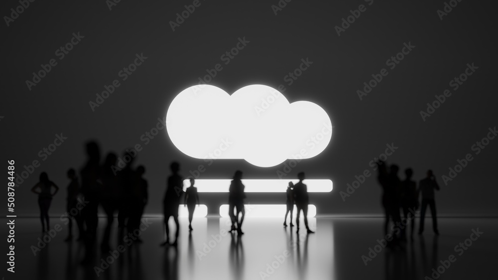 Poster 3d rendering people in front of symbol of smog on background