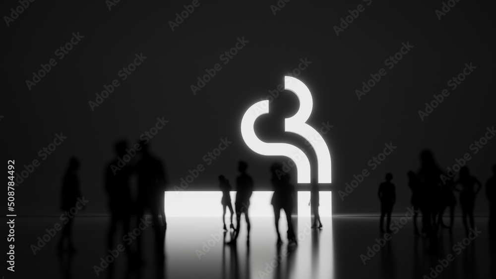 Poster 3d rendering people in front of symbol of smoking on background