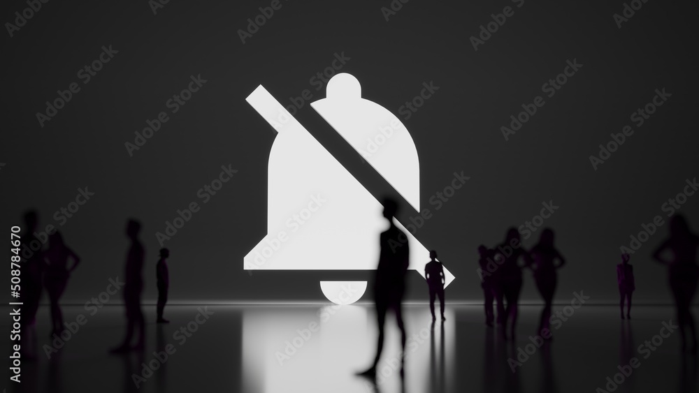 Poster 3d rendering people in front of symbol of sound on background