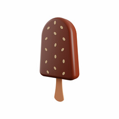 Chocolate ice cream 3d illustration isolated on white. Ice cream illustration