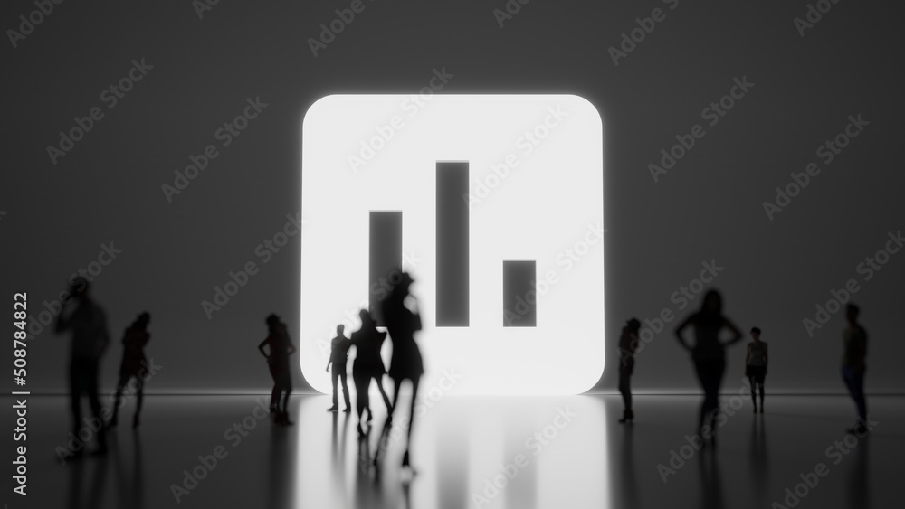 Aufkleber 3d rendering people in front of symbol of square on background