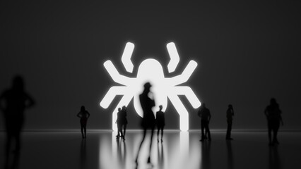 3d rendering people in front of symbol of spider on background