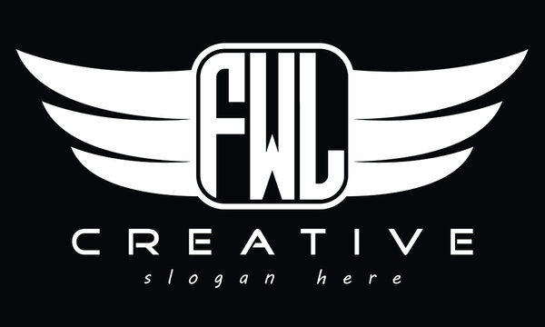 FWL three Letter wing symbol minimalist creative concept icon professional logo design, Vector template