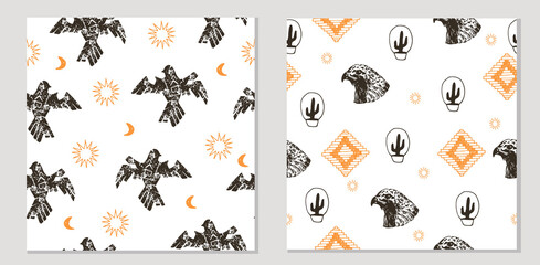 Vector pattern of Mexico and the Wild West. Eagle, cactus, etc.