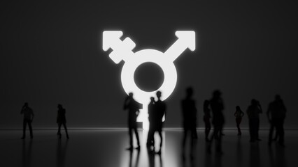 Obraz premium 3d rendering people in front of symbol of transgender alt on background