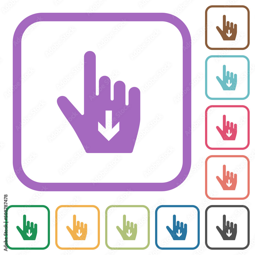 Poster hand cursor down solid simple icons