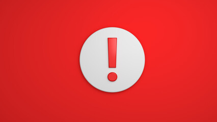 Red notification reminder icon  attention alert alarm notice sign  social button important symbol 3d danger background