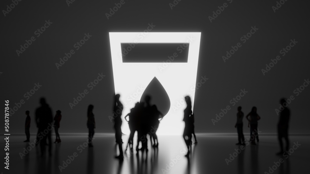 Poster 3d rendering people in front of symbol of water on background
