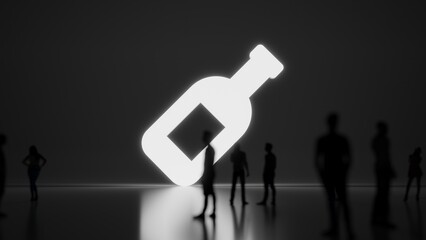 3d rendering people in front of symbol of wine bottle on background