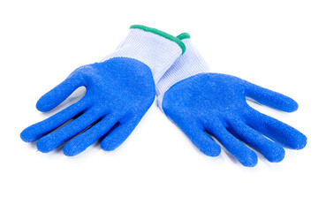 blue gloves on a white background