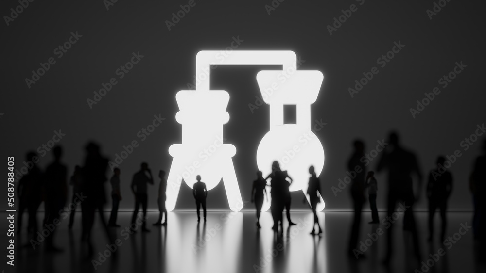 Poster 3d rendering people in front of symbol of alchemy on background