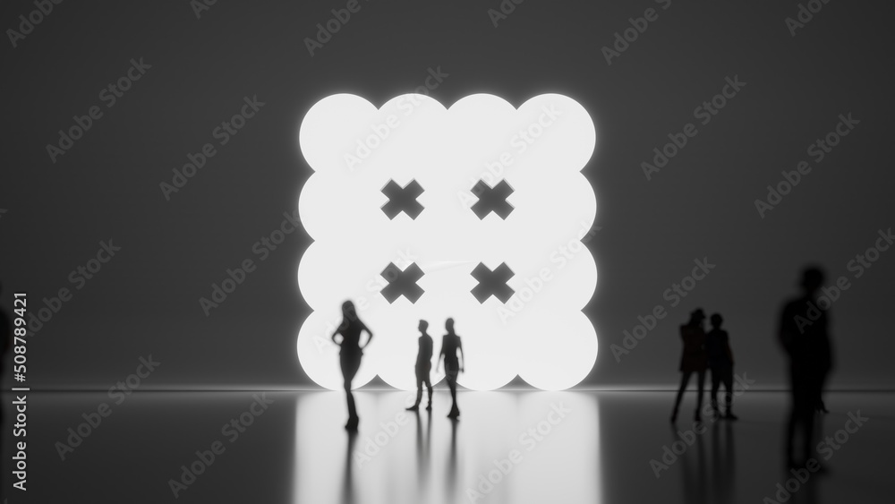Poster 3d rendering people in front of symbol of biscuit on background