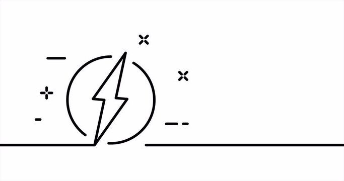 Electricity. Lightning in a circle. Energy, clean, green, renewable source, nature. Ecology concept. One line drawing animation. Motion design. Animated technology logo. Video 4K