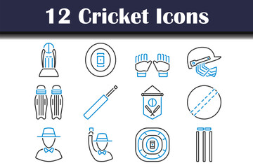 Fototapeta na wymiar Cricket Icon Set