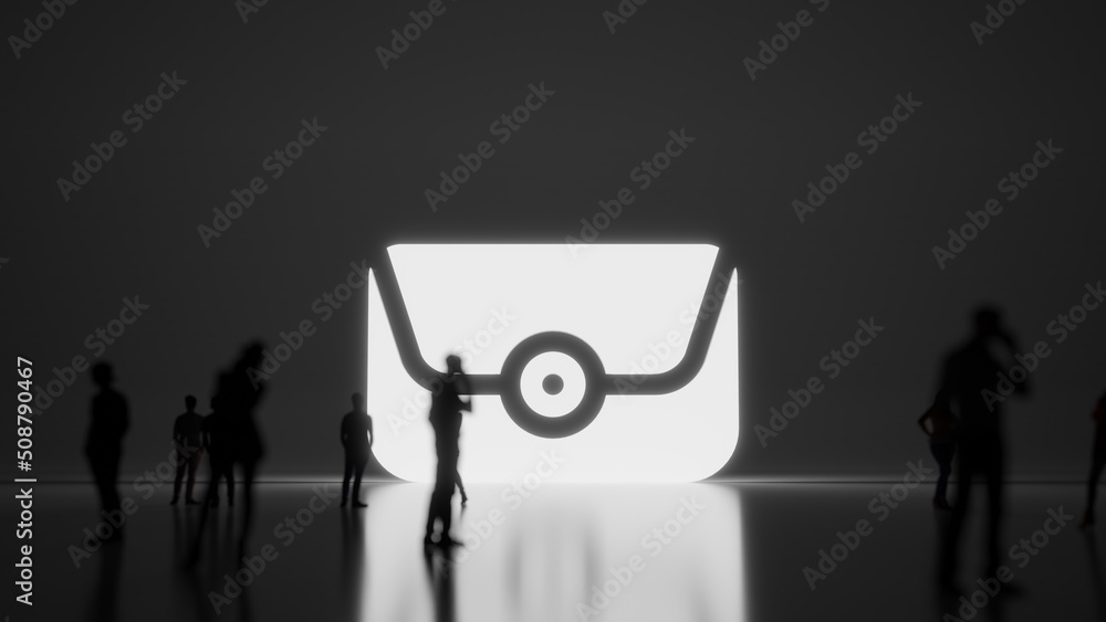 Poster 3d rendering people in front of symbol of clutch on background