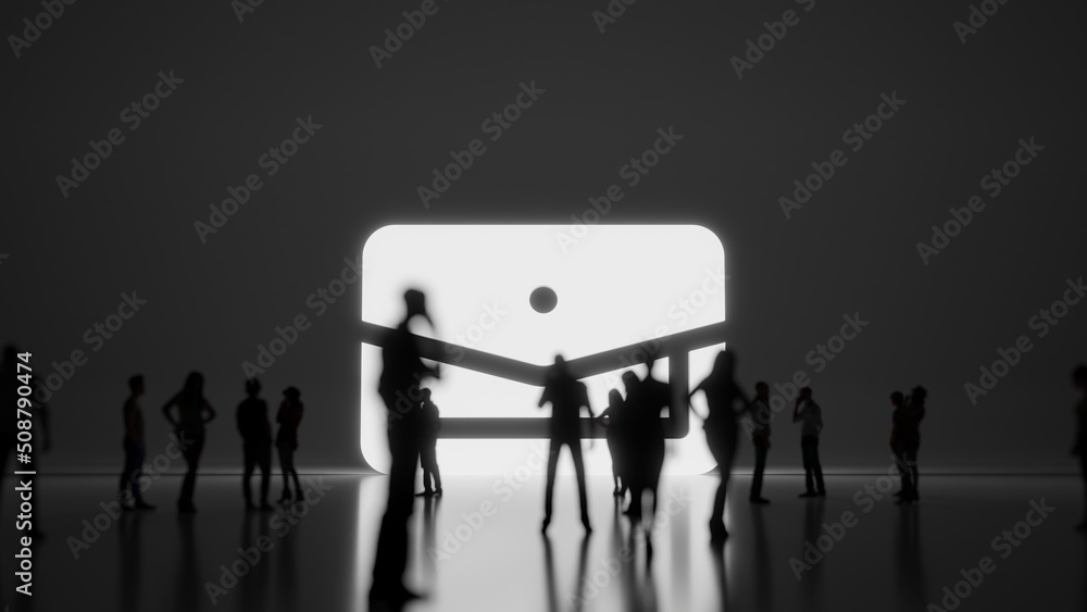 Poster 3d rendering people in front of symbol of clutch on background