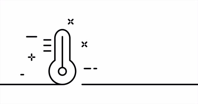 Thermometer. Temperature, control, climate, warm, cold. Nature concept. One line drawing animation. Motion design. Animated technology logo. Video 4K