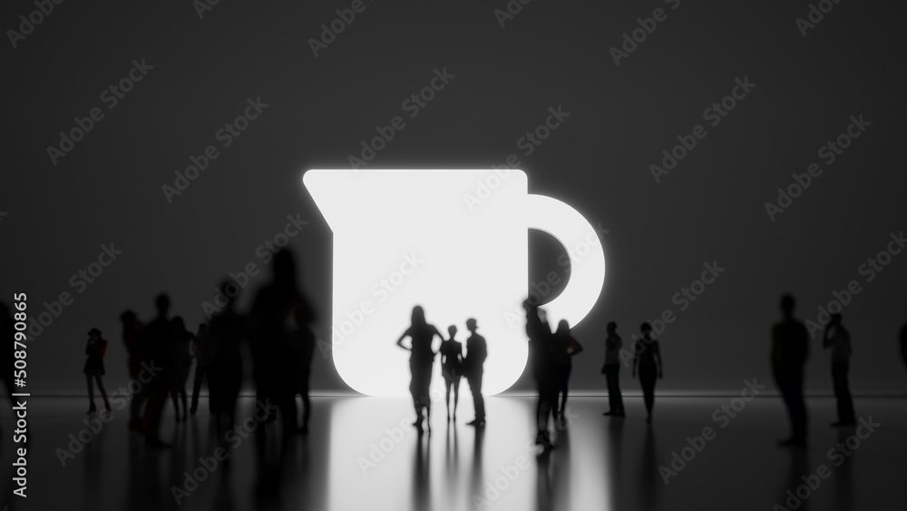 Poster 3d rendering people in front of symbol of cup on background