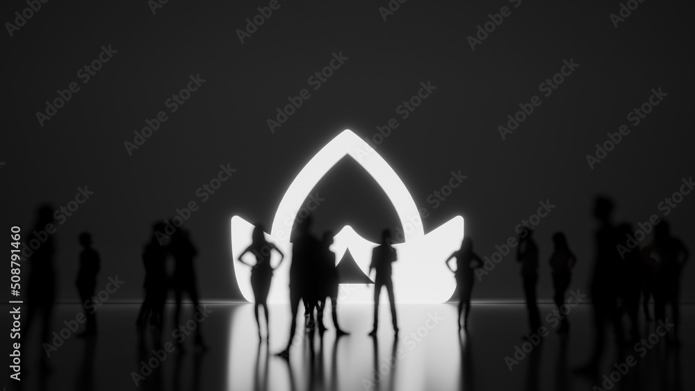 Poster 3d rendering people in front of symbol of dutch cap on background